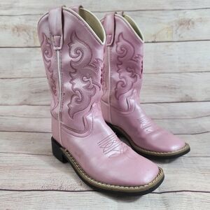 Old West Girls Pearl Barbie Pink Western Cowgirl Cowboy Rodeo Boots Kids Sz 12-D